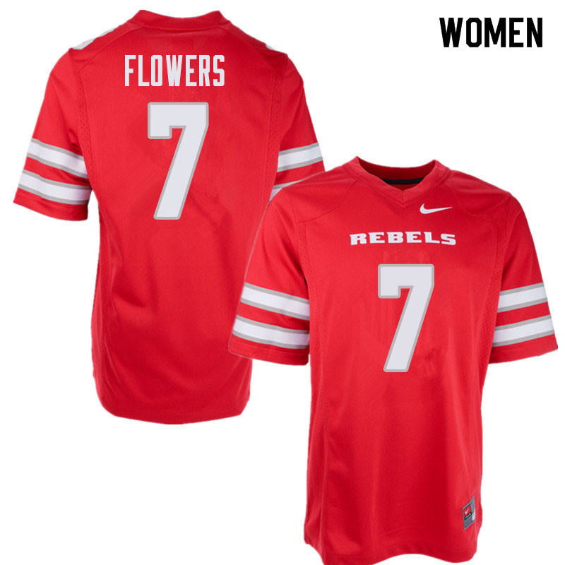 Women's UNLV Rebels #7 Jericho Flowers College Football Jerseys Sale-Red